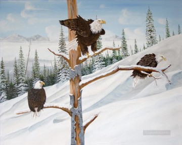 Animal Painting - águilas en aves de invierno